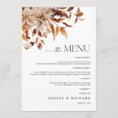 Rustieke Fall Leaves Wedding Flat Menu (Voorkant)