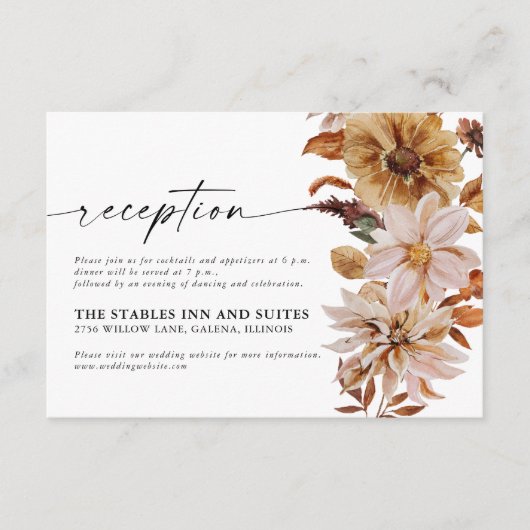 Rustieke Fall Leaves Wedding Receptie Kaart (Voorkant)