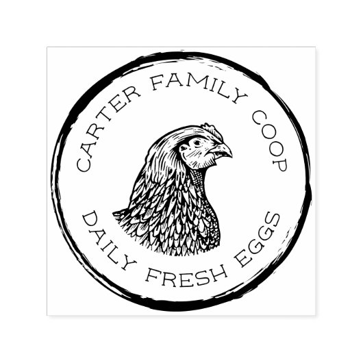 Rustieke familie Boerderij Fresh Egg Carton Zelfinktende Stempel (Design)