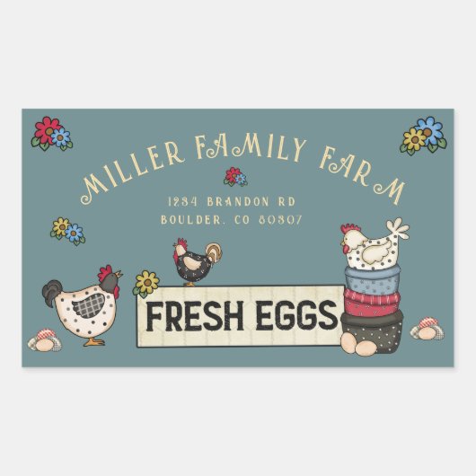 Rustieke Familie Boerderij Kip Ei Karton Sticker (Voorkant)