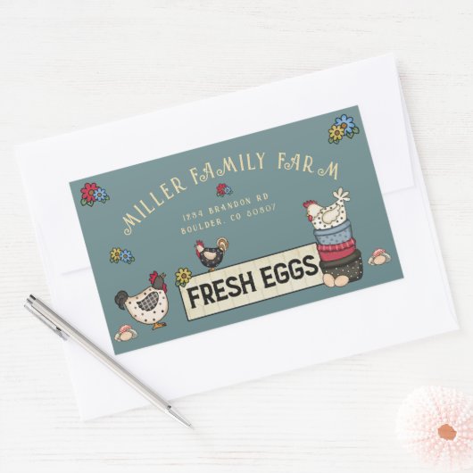Rustieke Familie Boerderij Kip Ei Karton Sticker (Envelop)