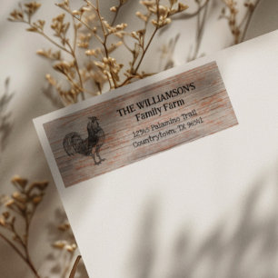 Rustieke  Familie Boerderij Rooster Etiket