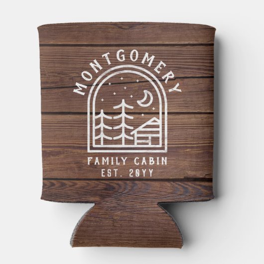 Rustieke Familie Cabin Donker Hout Gepersonaliseer Blikjeskoeler (Achterkant)
