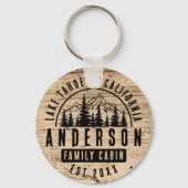 Rustieke familie Cabin Mountain Lodge | houteffect Sleutelhanger (Achterkant)