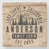 Rustieke familie Cabin Mountain Lodge | houteffect Stenen Onderzetter (Voorkant)