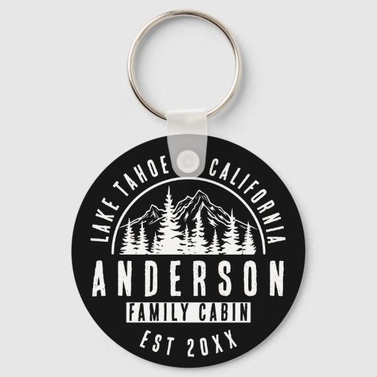 Rustieke familie Cabin Mountain Lodge | Zwart Sleutelhanger (Voorkant)