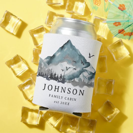 Rustieke familie Cabin Mountain Pine Tree Forest Blikjeskoeler (Insitu Zomer)