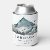 Rustieke familie Cabin Mountain Pine Tree Forest Blikjeskoeler (Blikje Voorkant)