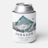Rustieke familie Cabin Mountain Pine Tree Forest Blikjeskoeler (Blikje Achterkant)