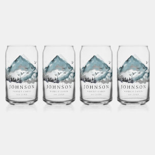 Rustieke familie Cabin Mountain Pine Tree Forest Blikvorm Glas