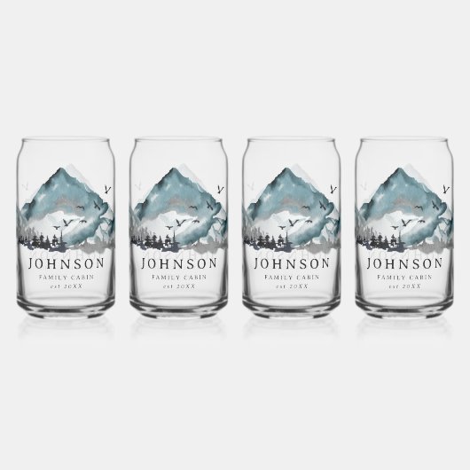 Rustieke familie Cabin Mountain Pine Tree Forest Blikvorm Glas (Achterkant)