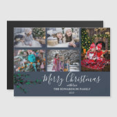 Rustieke familie collage Kerstmis blauwe magnetisc (Voorkant / Achterkant)