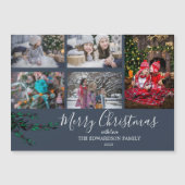Rustieke familie collage Kerstmis blauwe magnetisc (Voorkant)