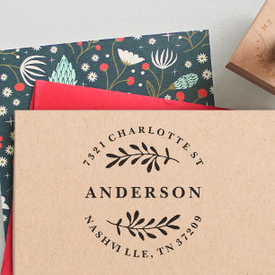 Rustieke familie Custom Return Adres Label Rubberstempel