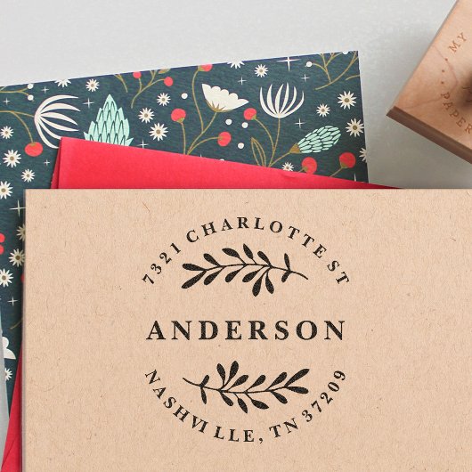 Rustieke familie Custom Return Adres Label Rubberstempel