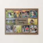 Rustieke familie foto collage monogram naam legpuzzel<br><div class="desc">Familiefoto collage van 10 foto's monogrammed puzzel. Je kunt het personaliseren en je mooiste foto's en naam toevoegen. Geweldig leuk !</div>