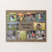 Rustieke familie foto collage monogram naam legpuzzel (Horizontaal)