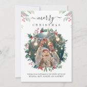 Rustieke Familie Foto Rode Bessen Kerstmis Notitiekaartje (Voorkant)