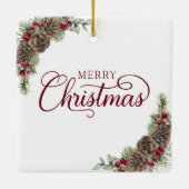 Rustieke Familie Foto Vrolijk Kerstmis Keramisch Ornament (Achterkant)