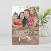 Rustieke familie houdt van moderne kerstvakantie kaart (Staand voorkant)