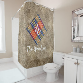 Rustieke familie Initiaal & Naam, Monogrammed Burl Douchegordijn