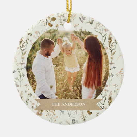 Rustieke Familie Kerstfoto Collage Keramisch Ornament (Voorkant)