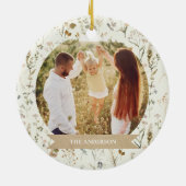 Rustieke Familie Kerstfoto Collage Keramisch Ornament (Achterkant)