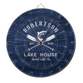 Rustieke familie Lake House Navy Blue Wood Dartbord (Voorkant)
