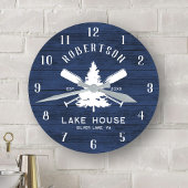 Rustieke familie Lake House voor Tree Navy Blue Wo Ronde Klok