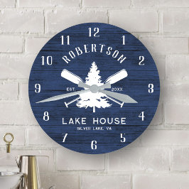 Rustieke familie Lake House voor Tree Navy Blue Wo Ronde Klok