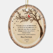 Rustieke Familie Memorial Photo Tree Rode Kardinaa Keramisch Ornament (Links)
