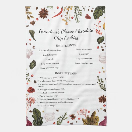 Rustieke familie recept aandenken kunst theedoek (Verticaal)
