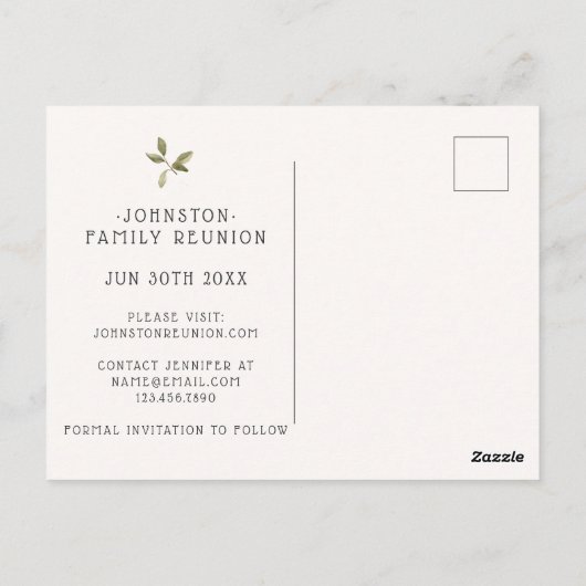 Rustieke Familie Reünie Partij Save the Date Tree Briefkaart (Achterkant)