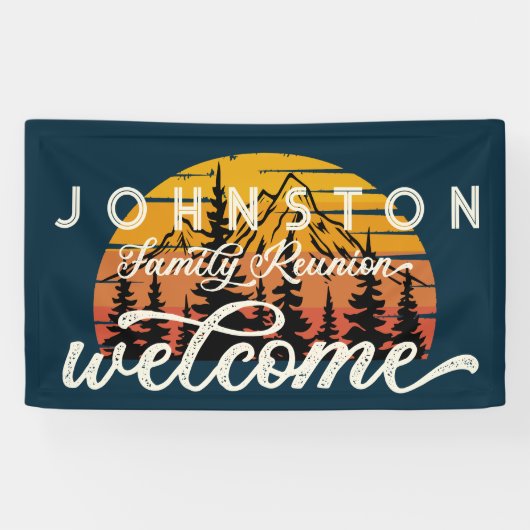 Rustieke  familie reünie retro zonsondergang welko spandoek (Horizontaal)