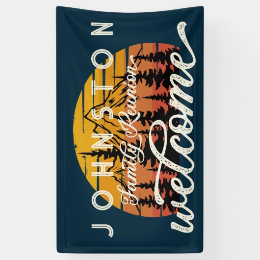 Rustieke familie reünie retro zonsondergang welko spandoek (Verticaal)