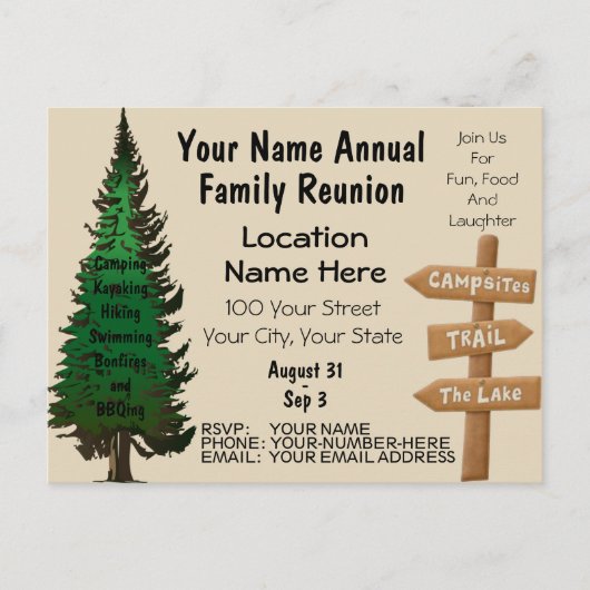 Rustieke familie reünie uitnodigingen (Voorkant)