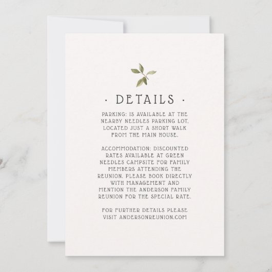 Rustieke Familie Reünie Waterverf Tree Kaart (Achterkant)