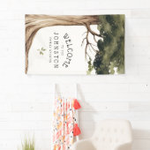 Rustieke Familie Reünie Waterverf Tree Welkom Spandoek (Insitu)