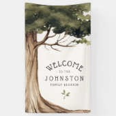 Rustieke Familie Reünie Waterverf Tree Welkom Spandoek (Verticaal)