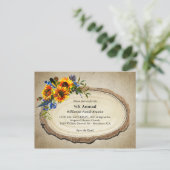 Rustieke Familie Reünie Zonnebloem Boom Slice Uitnodiging Briefkaart (Staand voorkant)