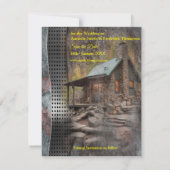 Rustieke familie Stone Cabin Aankondiging (Achterkant)