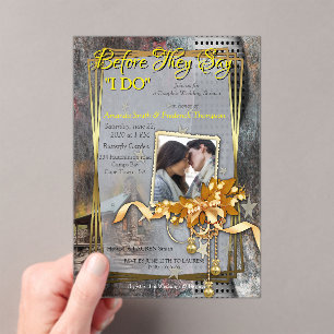 Rustieke familie Stone Cabin Acryl Uitnodigingen