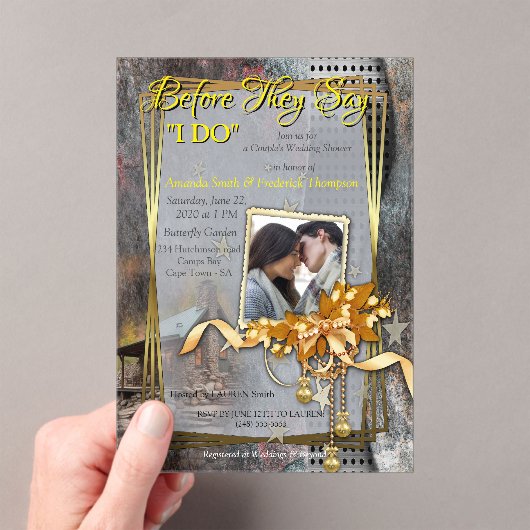 Rustieke familie Stone Cabin Acryl Uitnodigingen (Insitu (Draagbaar))