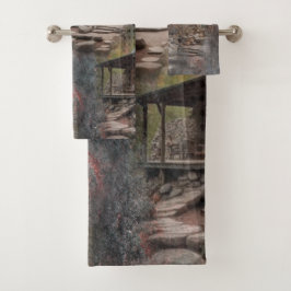 Rustieke familie Stone Cabin Bad Handdoek
