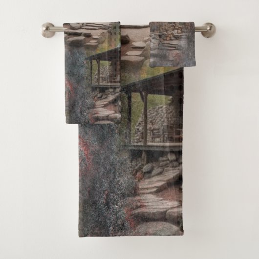 Rustieke familie Stone Cabin Bad Handdoek (Insitu)