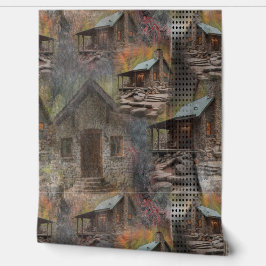 Rustieke familie Stone Cabin Behang