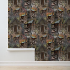 Rustieke familie Stone Cabin Behang