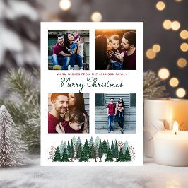 Rustieke familiefoto Kerst Pijnboom Feestdagenkaart