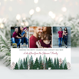 Rustieke familiefoto Kerst Pijnboom Feestdagenkaart