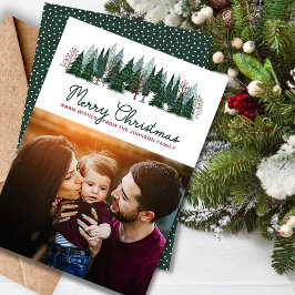 Rustieke familiefoto Kerst Pijnboom Feestdagenkaart